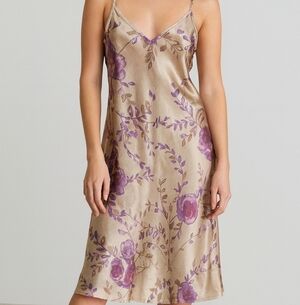 Purple Floral Satin Chemise